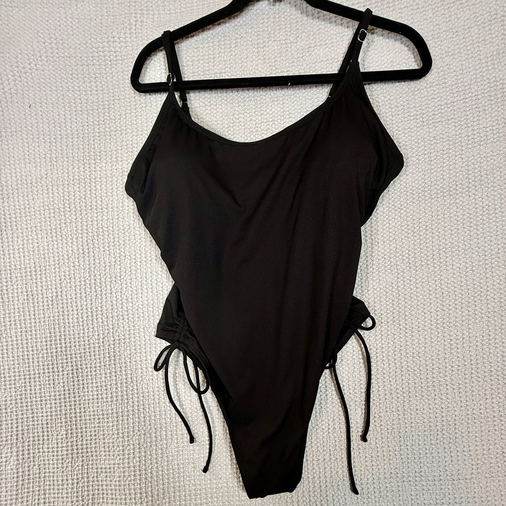 Shade & Shore Black One Piece Swimsuit XL New With Tags Flattering - Picture 2 of 14